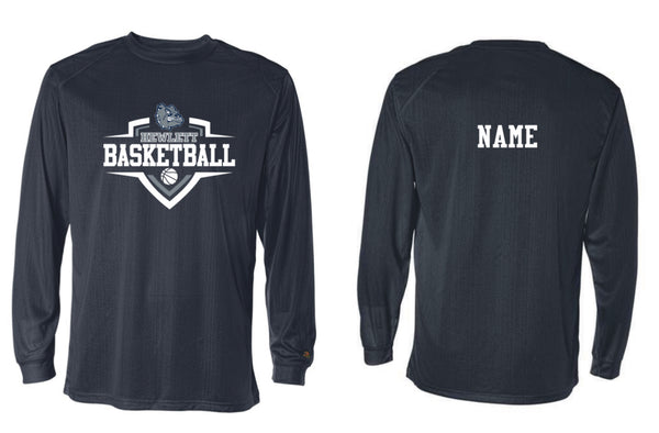NAVY  BADGER DRI FIT LONG SLEEVE SHOOTERS W/ NAME ON BACK