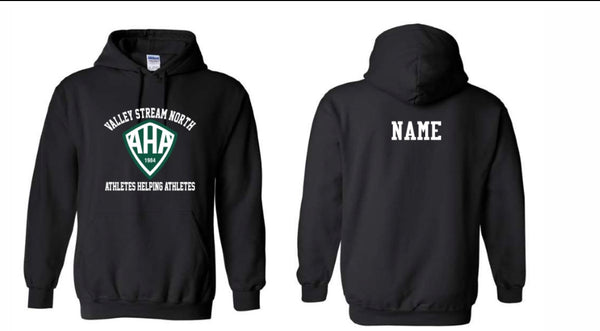 BLACK  UNISEX HOODY W/ NAME AND NUMBER  ON BACK