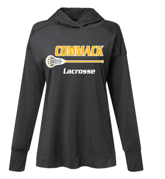 BLACK DRI FIT  Hooded Long Sleeve Tee - WOMEN'S CUT