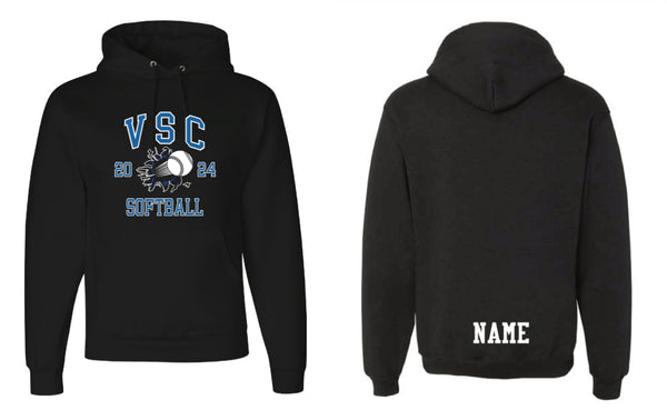 JV  BLACK  UNISEX COTTON  HOODIE WITH  NAME ON BACK
