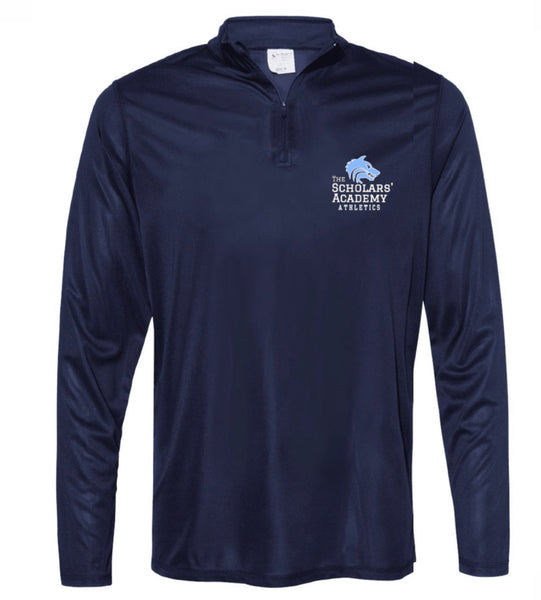 NAVY QUARTER ZIP PULLOVER