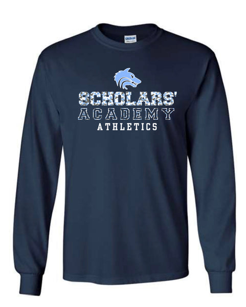 NAVY UNISEX LONG SLEEVE W/ FULL FRONT LOGO