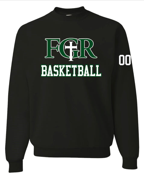 BLACK FLEECE  UNISEX CREW WITH TACKLE TWILL BASKETBALL  - NUMBER ON SLEEVE