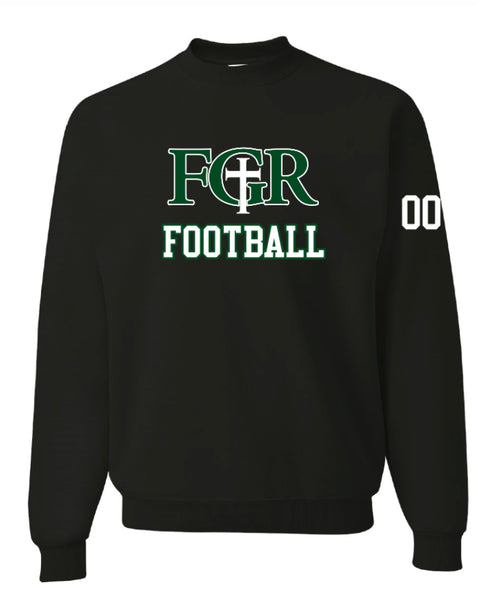 BLACK FLEECE  UNISEX CREW WITH TACKLE TWILL FOOTBALL - NUMBER ON SLEEVE