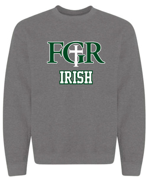 GREY FLEECE  UNISEX CREW WITH TACKLE TWILL IRISH