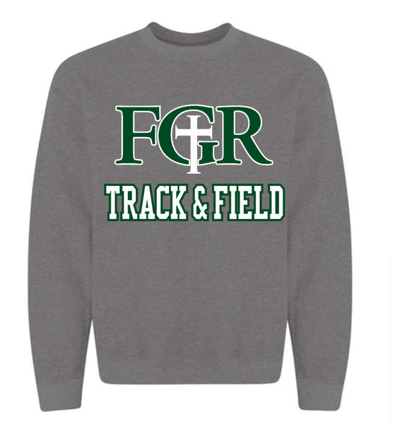 GREY FLEECE  UNISEX CREW WITH TACKLE TWILL TRACK & FIELD