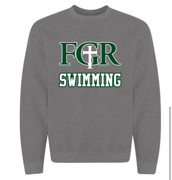 GREY FLEECE  UNISEX CREW WITH TACKLE TWILL SWIMMING
