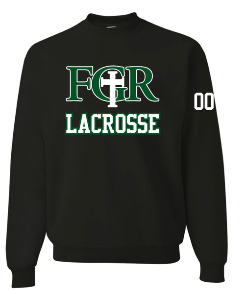 BLACK FLEECE  UNISEX CREW WITH TACKLE TWILL LACROSSE - NUMBER ON SLEEVE