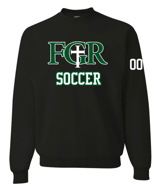 BLACK FLEECE  UNISEX CREW WITH TACKLE TWILL SOCCER - NUMBER ON SLEEVE
