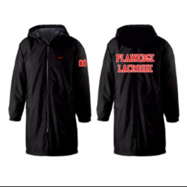 BLACK LONG JACKET W/ NAME ON FRONT - TACKLE TWILL ON BACK - NUMBER ON SLEEVE