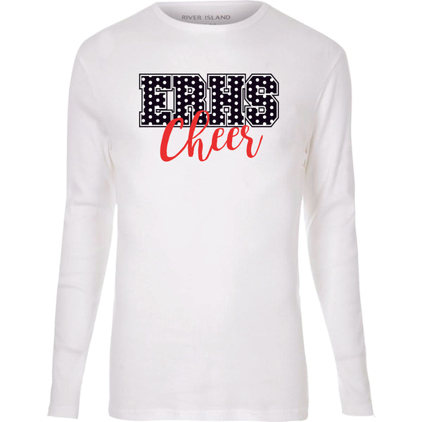 WHITE LONG SLEEVE UNISEX W/ TWO COLOR  CHEER LOGO